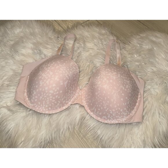 Warners RA3061A No Side Effects Underwire Bra Lined Floral Womens 40D Pink - Picture 1 of 6